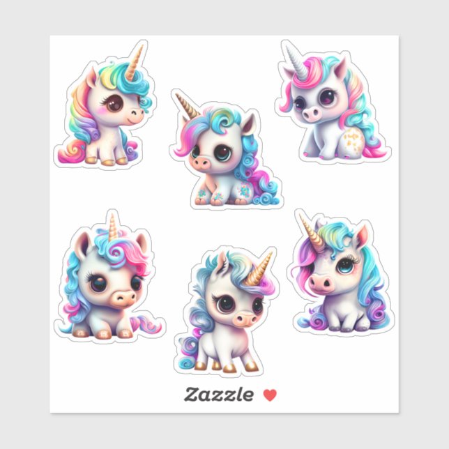 Sticker Chibi Unicornes (Feuille)
