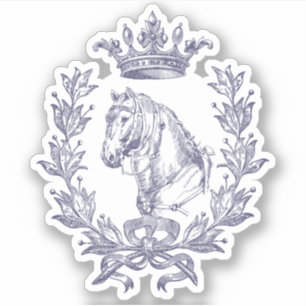Sticker Chic Cheval Bleu Couronne Laurel Bow