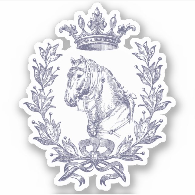 Sticker Chic Cheval Bleu Couronne Laurel Bow (Devant)