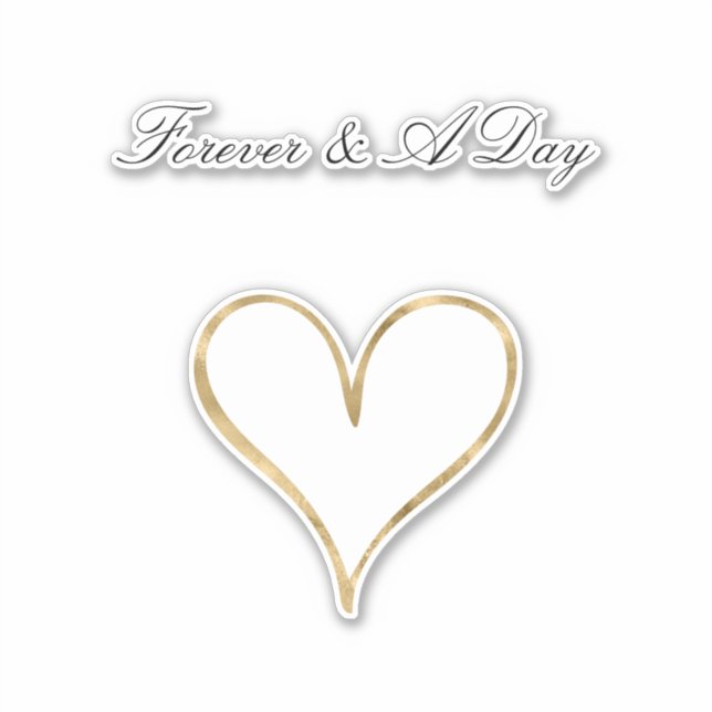 Sticker Chic Gold Glam White Forever Heart Mariage (Devant)