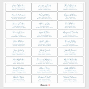Sticker Chic Ocean Blue Script Nom de l'invité Adresse Sti
