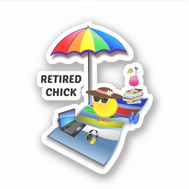 Sticker Chick retraité, mignon et sassant (Devant)