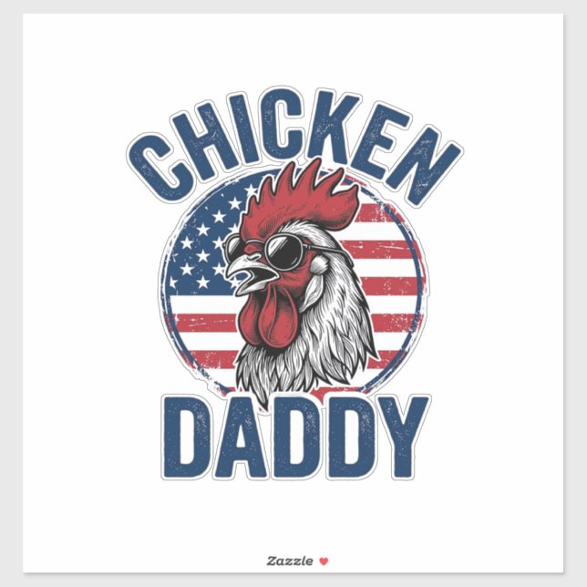 Sticker Chicken Daddy Rooster Vintage Patriotic Shirt Desi (Feuille)