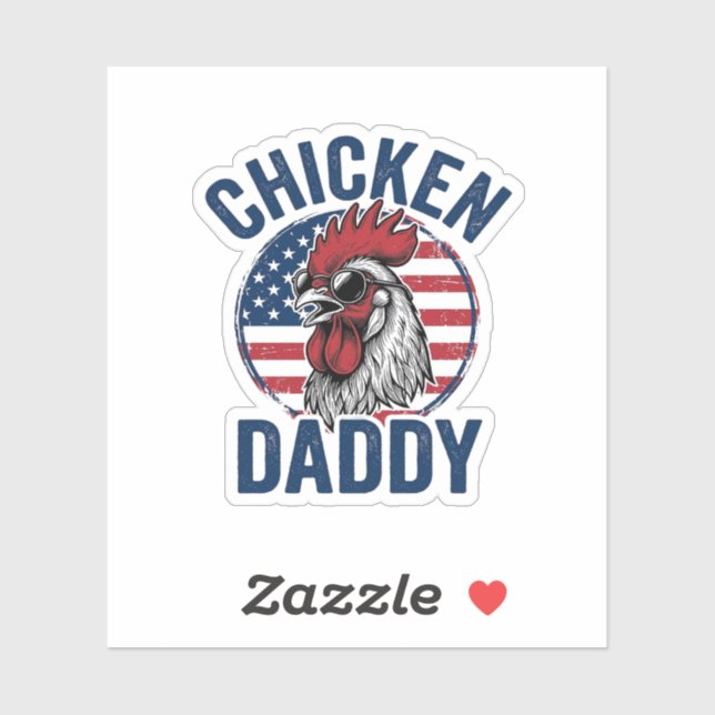 Sticker Chicken Daddy Rooster Vintage Patriotic Shirt Desi (Feuille)