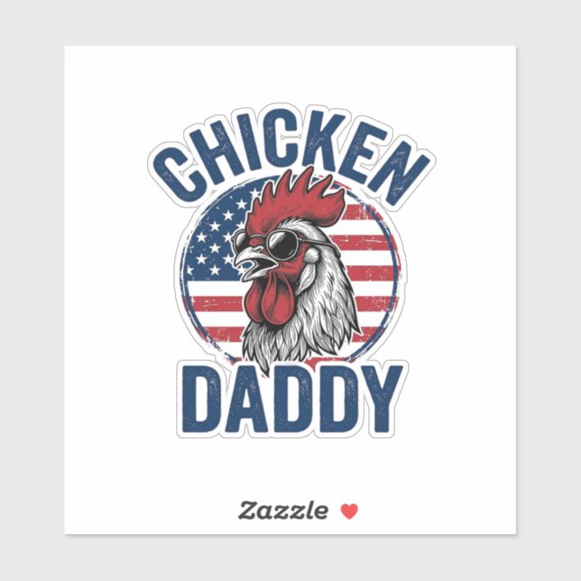 Sticker Chicken Daddy Rooster Vintage Patriotic Shirt Desi (Feuille)