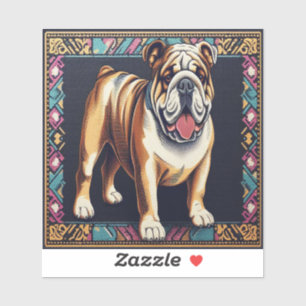 Sticker Chien à bulles réaliste et élégant avec cadre colo