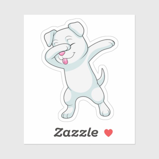 Sticker Chien à la danse hip hop dab (Feuille)