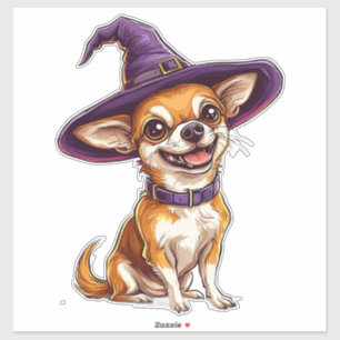 Sticker Chien adorable portant un chapeau de magicien viol