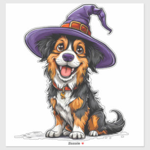 Sticker Chien adorable portant un chapeau de magicien viol