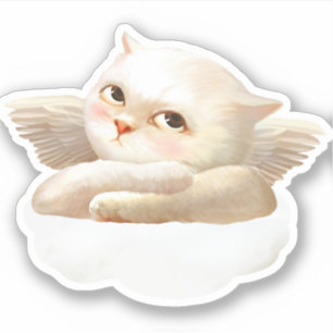 Sticker Chien angélique et chat sur Cloud
