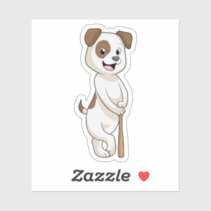 Sticker Chien au baseball avec batte de baseball
