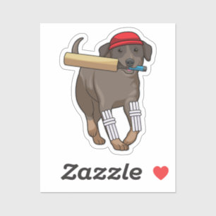 Sticker Chien au cricket avec batte de cricket