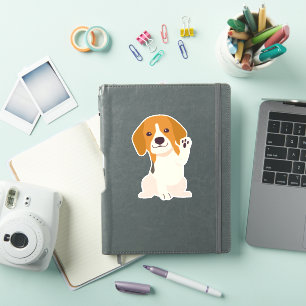 Sticker Chien Beagle blanc rose élégant