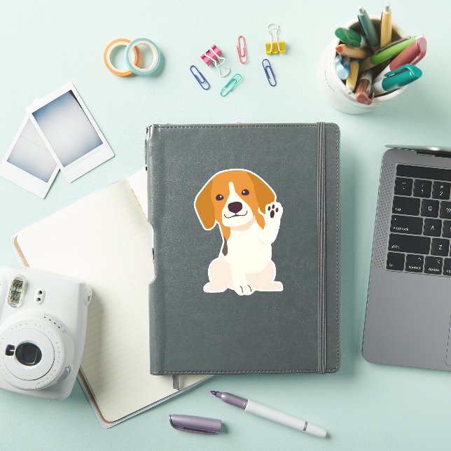 Sticker Chien Beagle blanc rose élégant (Couverture iPad)