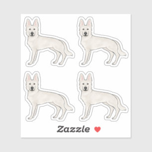 Sticker Chien blanc berger suisse blanc GSD mignon chien d