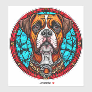 Sticker Chien Boxer Verre Cathédrale