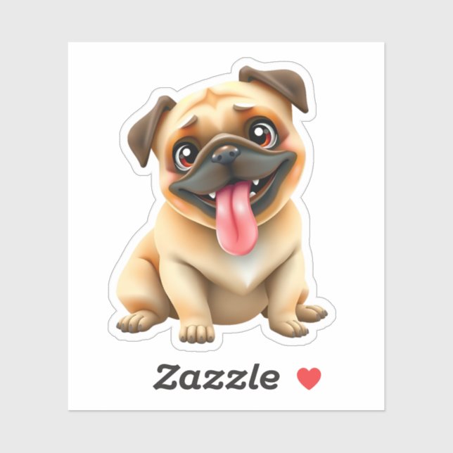 Sticker Chien Carlin Mignon (Feuille)