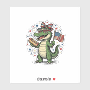 Sticker Chien Chaud Patriote Alligator Vintage Vector T-Sh