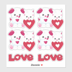 Sticker Chien Chien Chien Kitty Chat Aimer Valentine Enfan