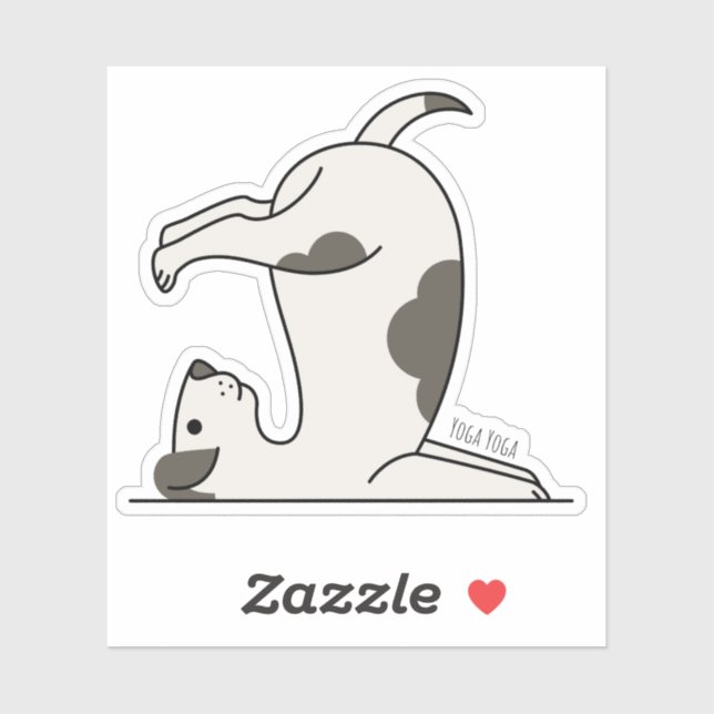 Sticker Chien - Chien de Yoga mignon Pour Amoureux des chi (Feuille)