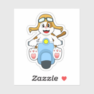 Sticker Chien comme Biker avec Scooter.PNG