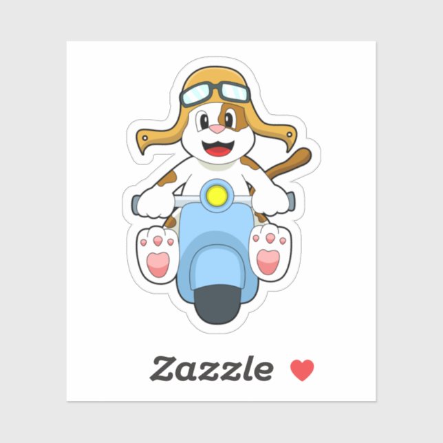 Sticker Chien comme Biker avec Scooter.PNG (Feuille)