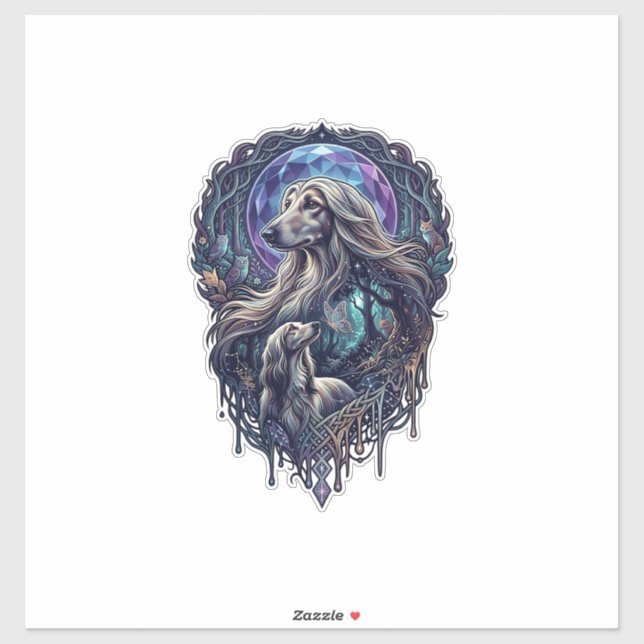 Sticker Chien Crystal Moon Forêt Enchantée_1 (Feuille)