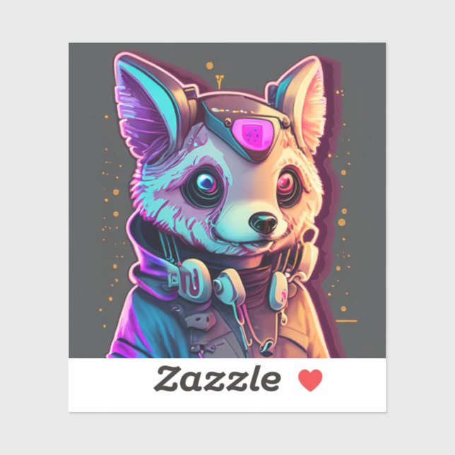 Sticker Chien Cyberpunk 2 (Feuille)
