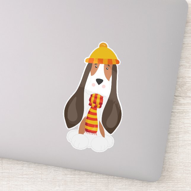 Sticker Chien d'automne, Chien mignon, Hound de Basset, Éc (Détail)