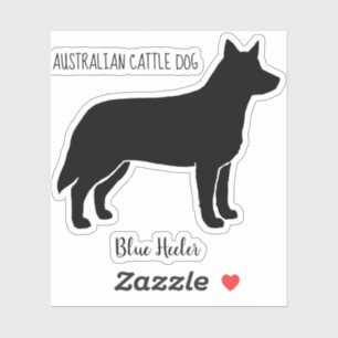 Sticker Chien de bétail australien Silhouette Blue Heeler
