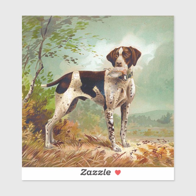 Sticker Chien de chasse avec oiseau dans la bouche (Feuille)