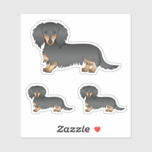Sticker Chien De Dachshund En Cheveux Noir Et Tan