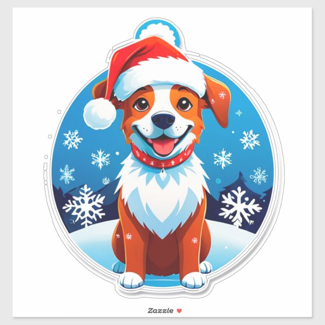 Sticker Chien de dessin animé festif (Feuille)