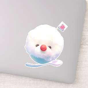 Sticker Chien de glace rasée : Dessert d'été de Bichon sou
