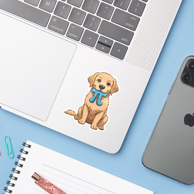 Sticker Chien De Jour Pi Avec Symbole Pi | Joyeuse Journée (Ordinateur portable avec iPhone)