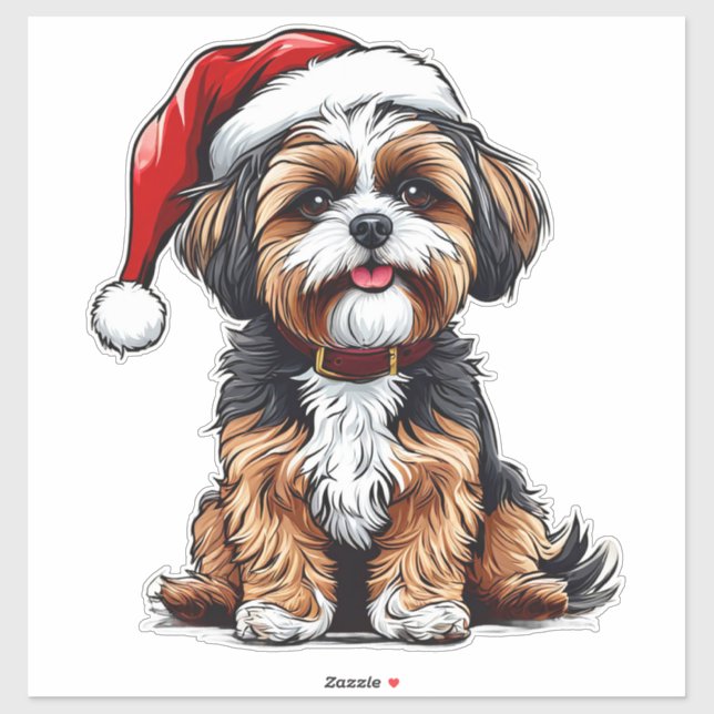 Sticker Chien de Noël Adorable (Feuille)