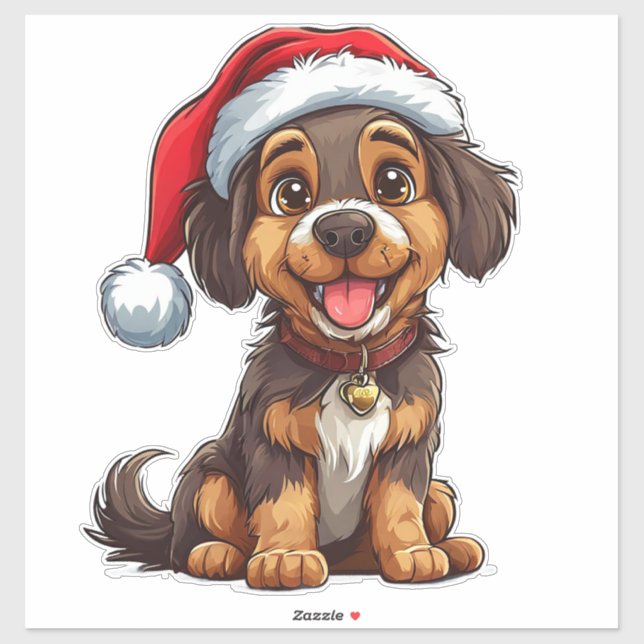 Sticker Chien de Noël Adorable (Feuille)