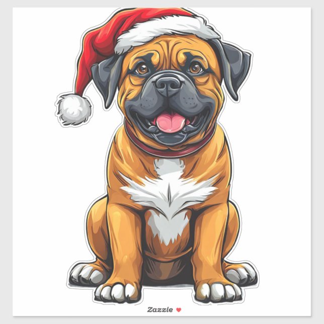 Sticker Chien de Noël adorable (Feuille)