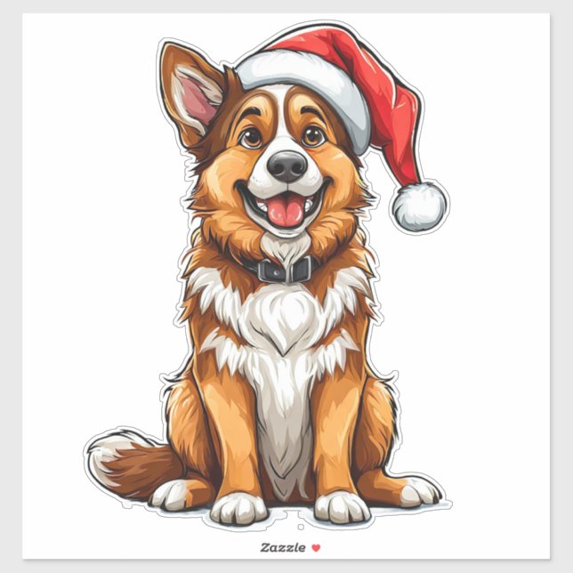 Sticker Chien de Noël Adorable (Feuille)