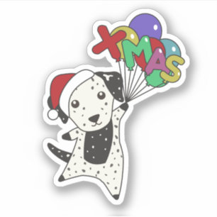 Sticker Chien de Noël Dalmatien Animaux d'hiver Chien Chie