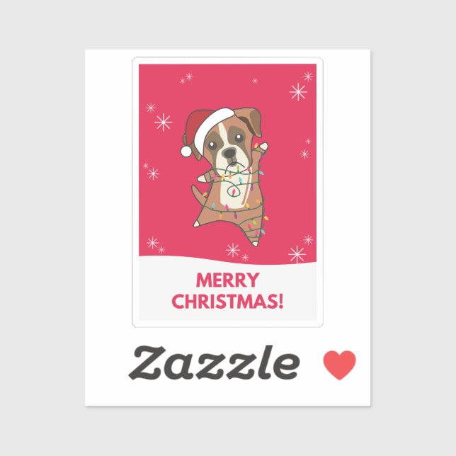 Sticker Chien de Noël Neige Animaux d'hiver Chiens Chien B (Feuille)