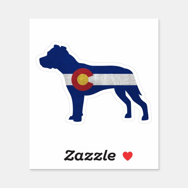Sticker Chien de Pitbull race Silhouette Colorado Drapeau (Feuille)