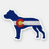 Sticker Chien de Pitbull race Silhouette Colorado Drapeau (Devant)
