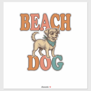Sticker Chien de plage gravure vintage graphisme_1