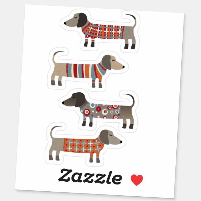 Sticker Chien de saucisse Dachshund (Fun Dachshund Wiener Sausage Dog die cut stickers)