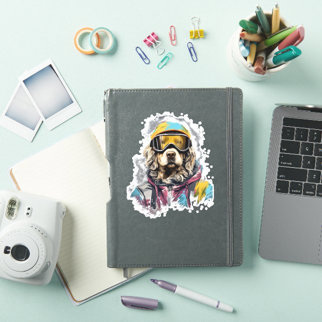 Sticker Chien de ski en lunettes de ski  6 (Couverture iPad)