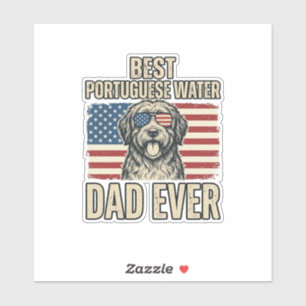 Sticker Chien d'eau portugais Papa Patriotique Vintage