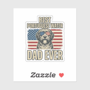 Sticker Chien d'eau portugais Papa Patriotique Vintage