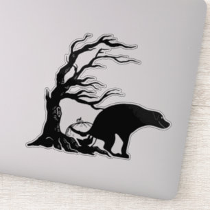 Sticker Chien d'Halloween faisant caca sous un arbre effra