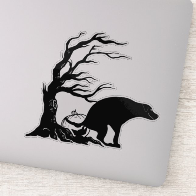 Sticker Chien d'Halloween faisant caca sous un arbre effra (Détail)